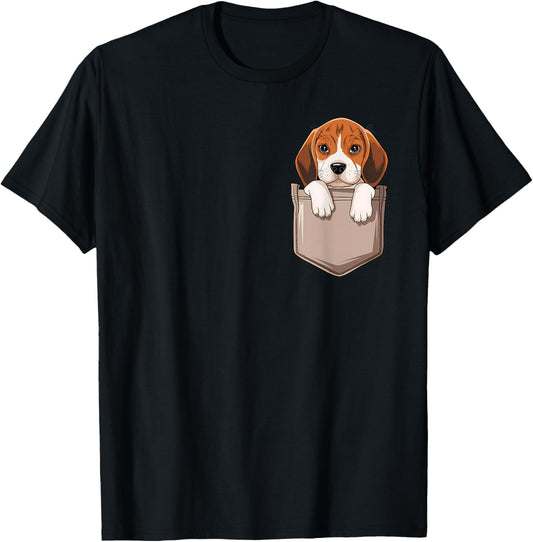 Beagle Dog In The Pocket Cute Pocket Beagle Face Pet Lover T-Shirt
