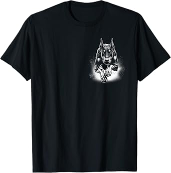 Cool Doberman Dog Jumping on Chest T-Shirt