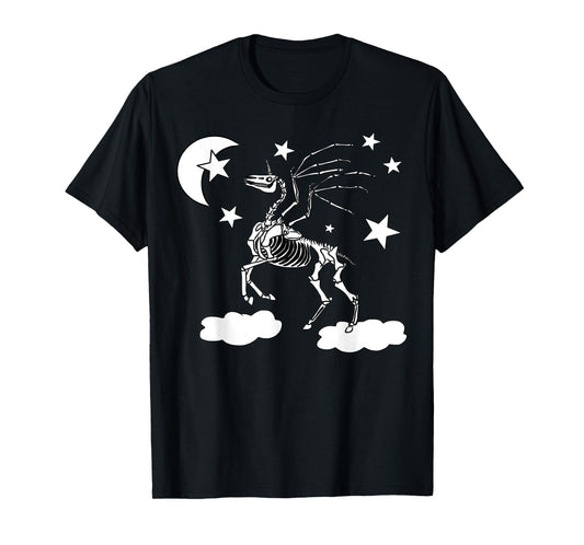 Moonlight Unicorn Costume For Girls Pegasus Gothic Skeleton T-Shirt