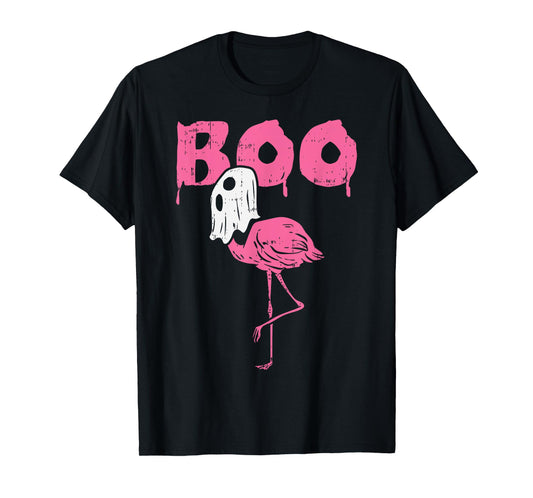 Boo Flamingo Ghost Fun Halloween Animal Bird Men Women Gift T-Shirt