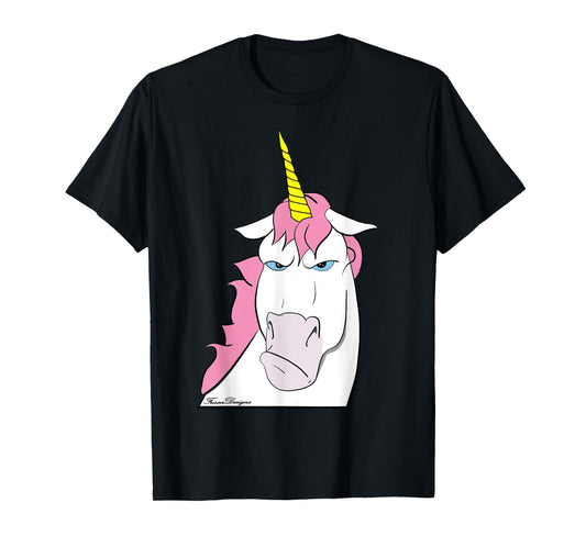 funny grumpy comic unicorn with bad mood T-Shirt