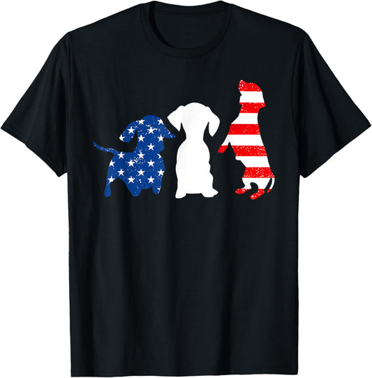 4th Of July Dachshund USA Flag 4th of July Dog Lover T-Shirt