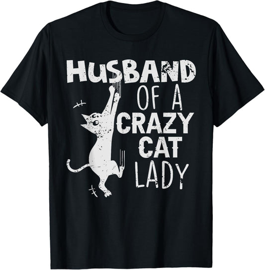 Retro Husband Of A Crazy Cat Lady Funny Valentine's Day Cat T-Shirt