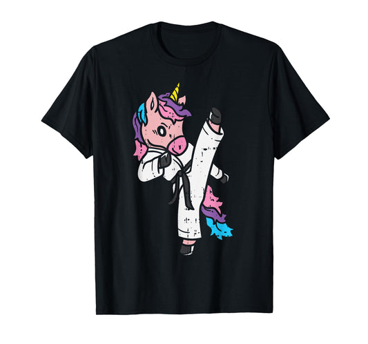 Kicking Unicorn Martial Art Cute Karate Taekwondo Girls Gift T-Shirt