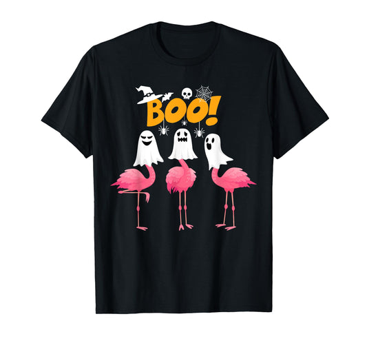 Funny Flamingo Boo - Flamingo Lover Spooky Ghost Halloween T-Shirt
