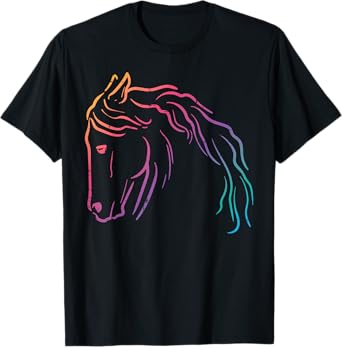 Colorful Horse Head Minimal Art Equestrian Men Women Kids T-Shirt