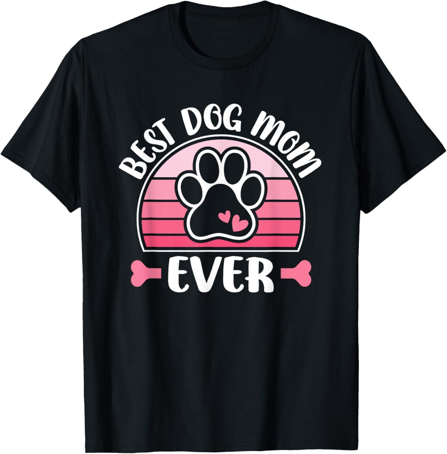 Best Dog Mom Ever Cute Dog Paw Mommy Pink Retro Dog Lover T-Shirt