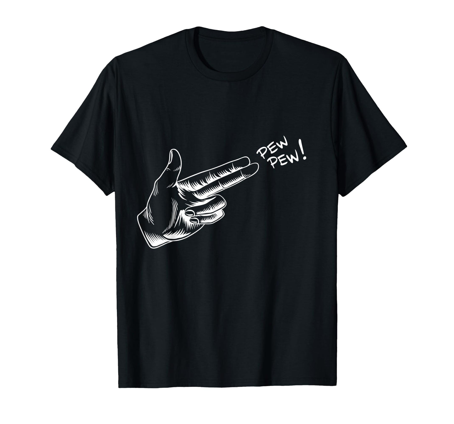 Hand Pew Pistol Line Art Scatch Halloween Costume T-Shirt