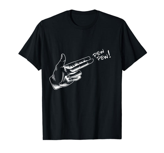 Hand Pew Pistol Line Art Scatch Halloween Costume T-Shirt