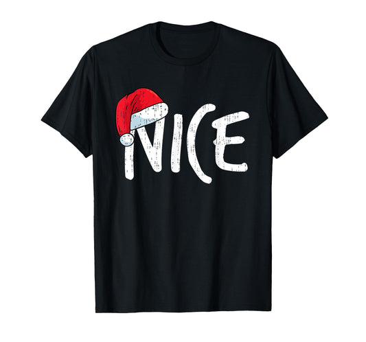 Team Naughty Nice Funny Matching Christmas Couples Costume T-Shirt