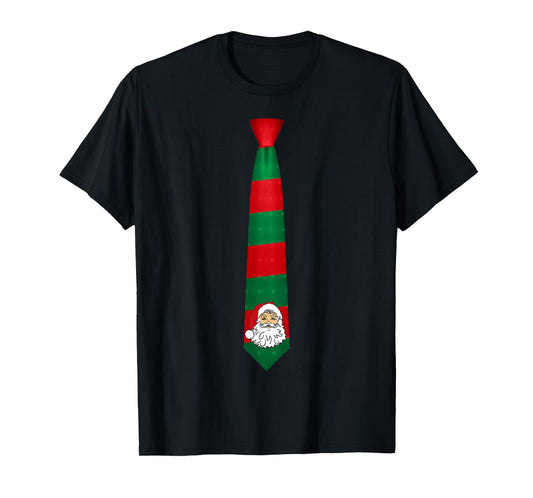 Santa Christmas Tie, Necktie Funny Dress Xmas Graphic T-Shirt