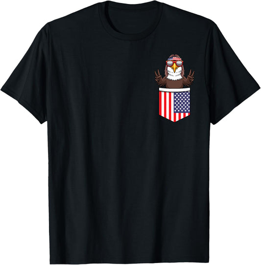 Eagle In Pocket Patriotic Independence Day 4th Of July USA T-Shirt