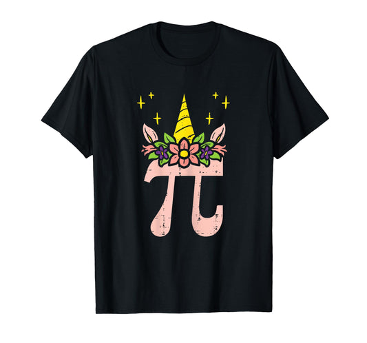 Pi Day Symbol Unicorn Head Cute 314 Math Pun Geek Girls Kids T-Shirt