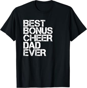 Best Bonus Cheer Dad Ever Cheerleading Stepdad Vintage Retro T-Shirt