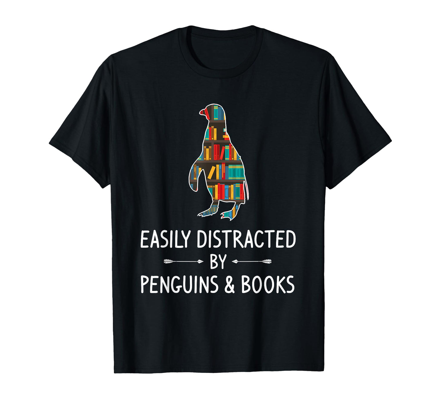 Easily Distracted By Penguins & Books Lover Gift Bird Animal T-Shirt