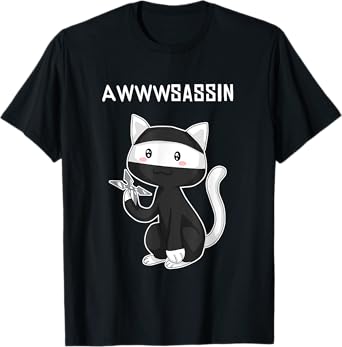 Awwsassin Funny Ninja Kitty Cat Assassin Pun T Shirt T-Shirt