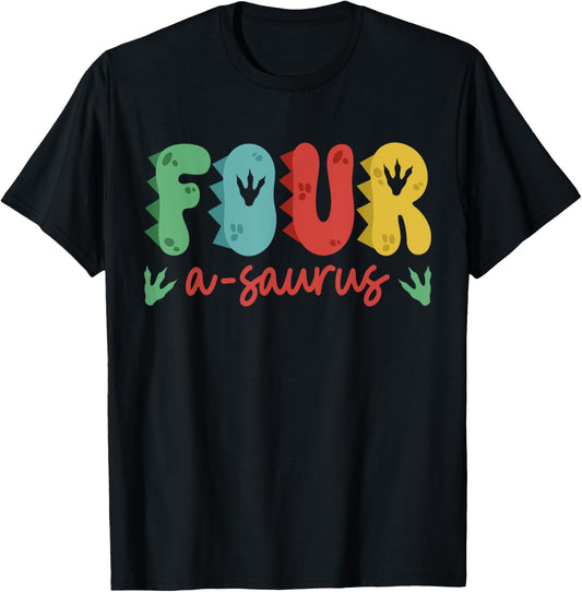 Four Years Old Kid 4 A Saurus Rex Dinosaur 4th Birthday Boy T-Shirt