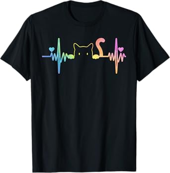 Heartbeat Cat Lover Cute Pet Owner T-Shirt