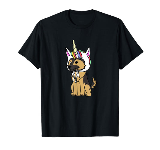 German Shepherd Unicorn Hat T-Shirt Funny Dog Shirt T-Shirt