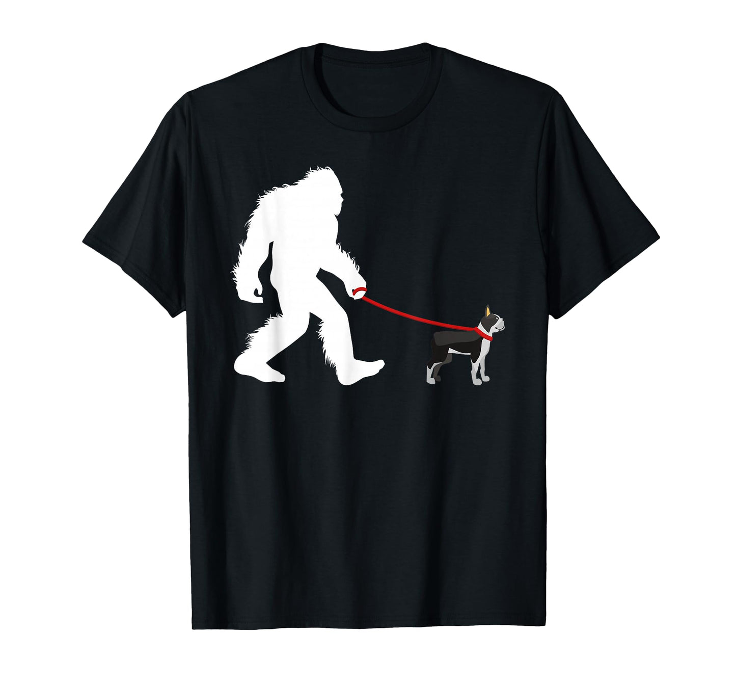 Bigfoot Walking Boston Terrier Shirt, Dog Walker Tee Gift T-Shirt