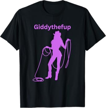 Purple Funny Giddythefup Cowgirl Roper Rodeo T-Shirt