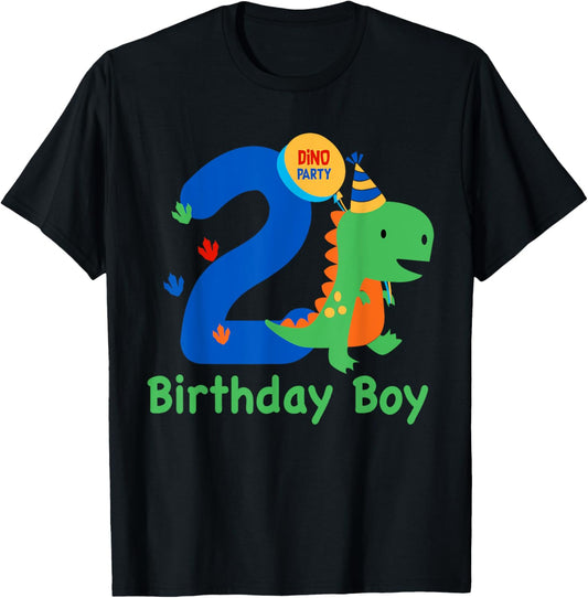 2nd Birthday Dinosaur Boy T-Rex Matching Family Party Two T-Shirt