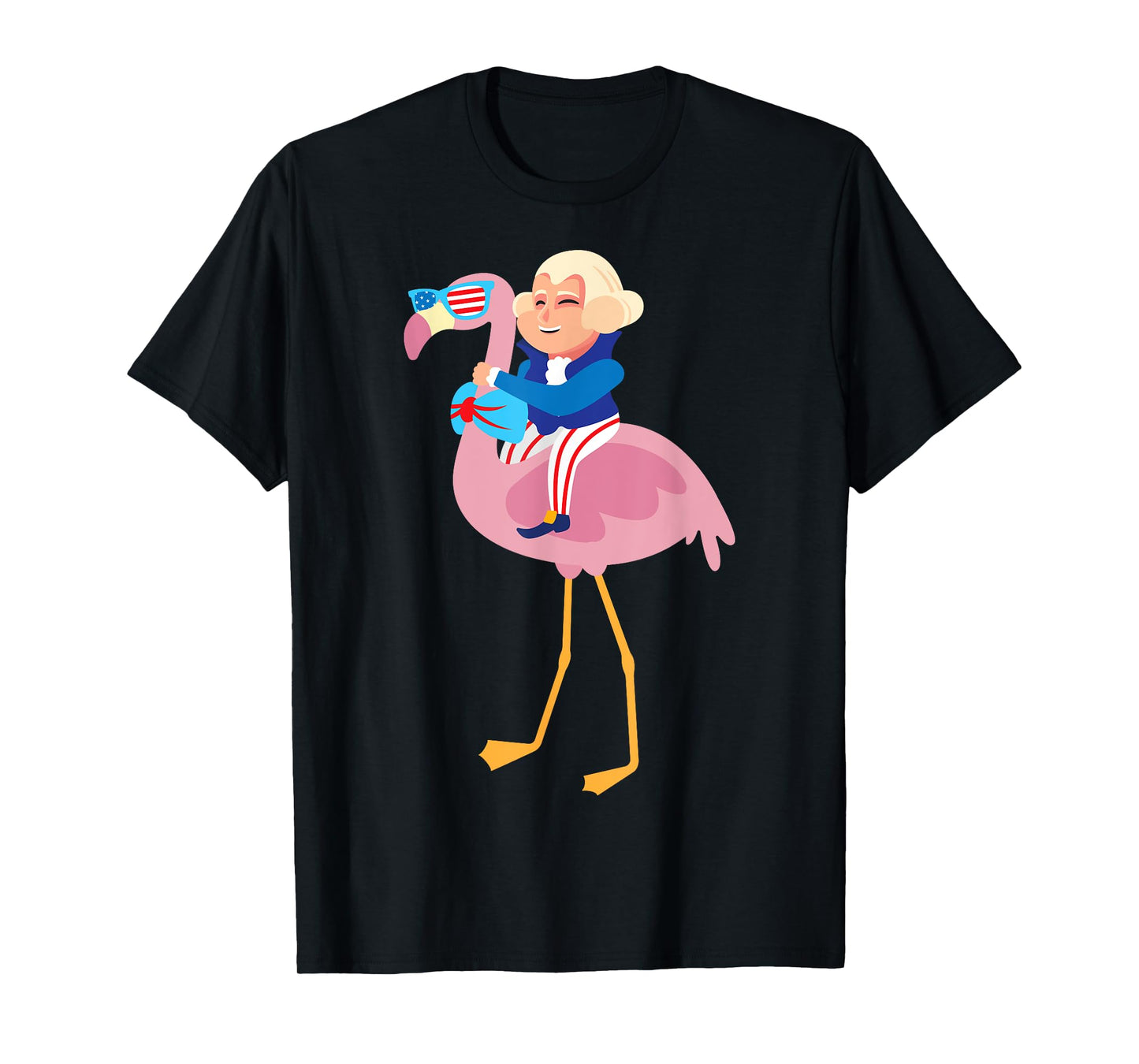 George Washington Flamingo 4th Of July American Flag Gift T-Shirt