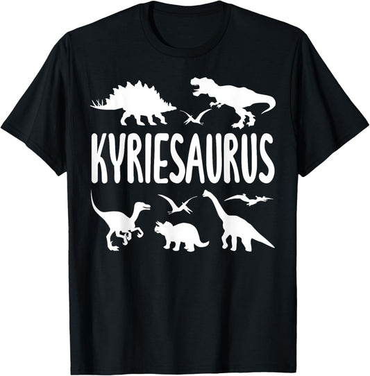 Dinosaur T Rex Kyrie Kyriesaurus Boys Dino Name T-Shirt