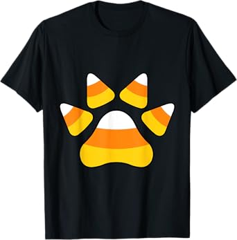 Halloween Candy Corn Paw Print T-Shirt For Animal Lovers T-Shirt