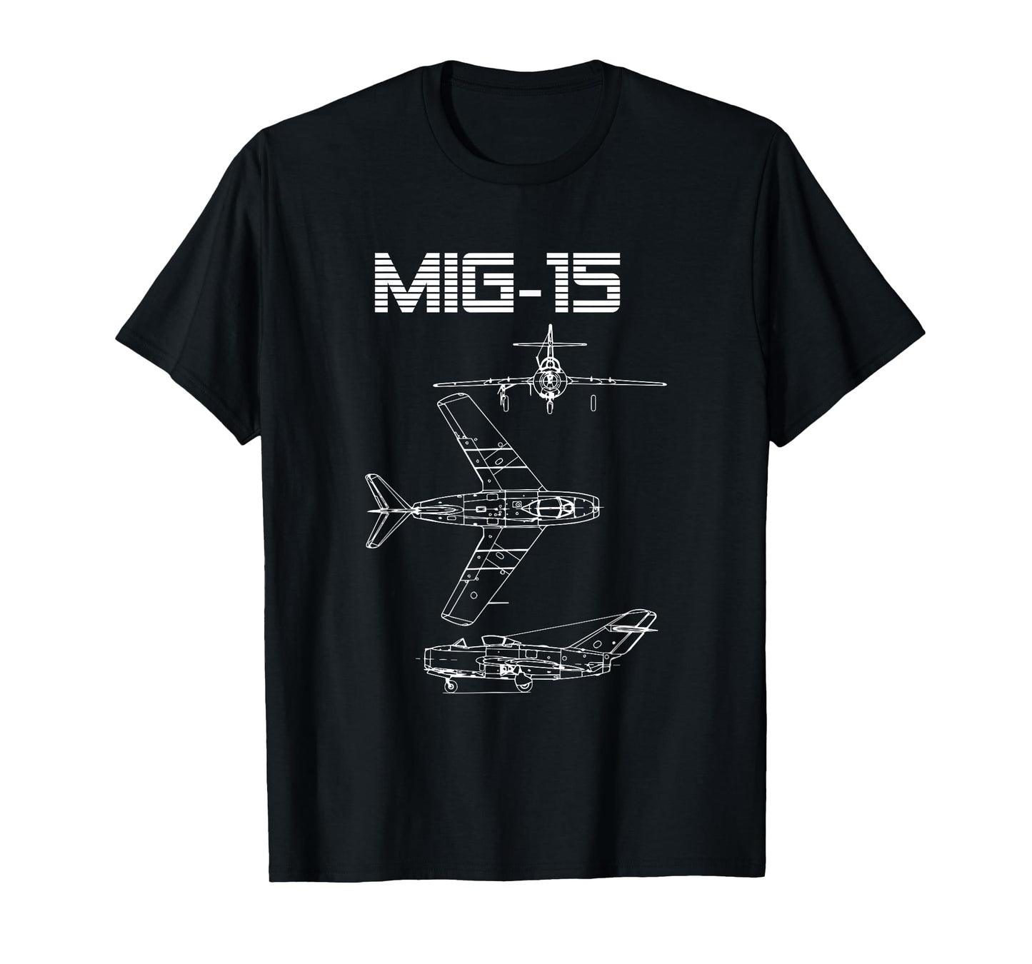Mig-15 Soviet Plane Warbird Blueprint Schematics Diagram T-Shirt