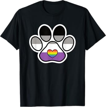 Asexual Dog Paw Print LGBTQ Asexual Pride Flag Furry Fursona Men Women T-Shirt