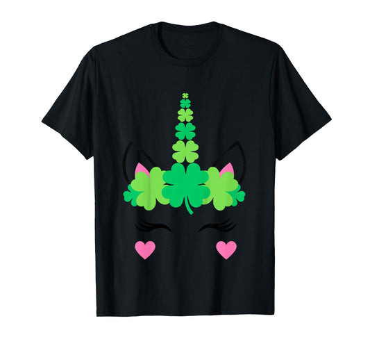 Kids Girls St Patricks Day Unicorn Toddler Irish Shamrock Clover T-Shirt