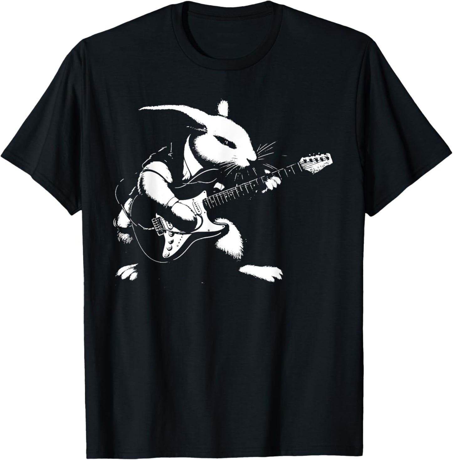 Rabbit Playing Bass Guitar Shirt Men Animal Playing Guitar T-Shirt