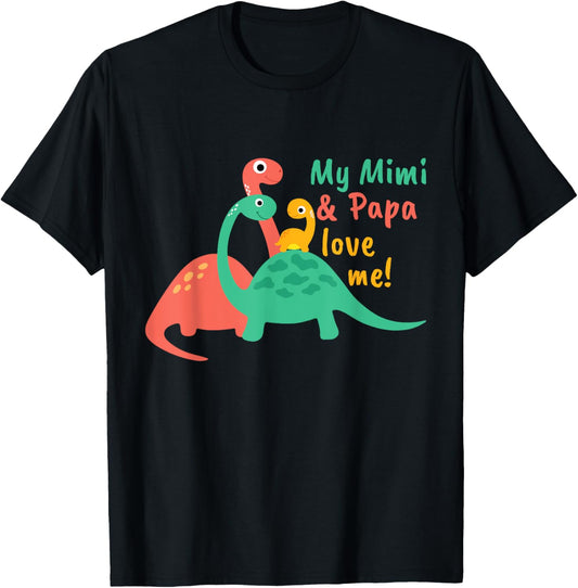 Dinosaur Grandson My Mimi and Papa Love Me T-Shirt