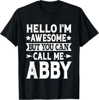 Abby Gifts Tee Women Girl Name Birthday T-Shirt - Black, Small - Short Sleeve, Regular Fit - Casual, Button-Down Collar, Lace Embellished - Girls, Women