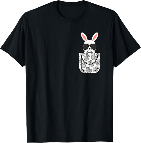 Funny Rabbit Pocket Bunny Lover Men Women Boys Girls Kids T-Shirt