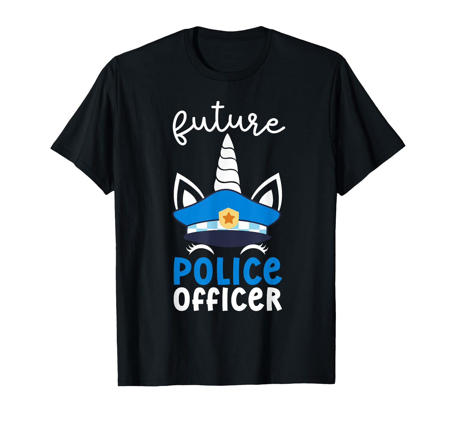 Future Police Officer Girl Unicorn Future Policeman Kids T-Shirt