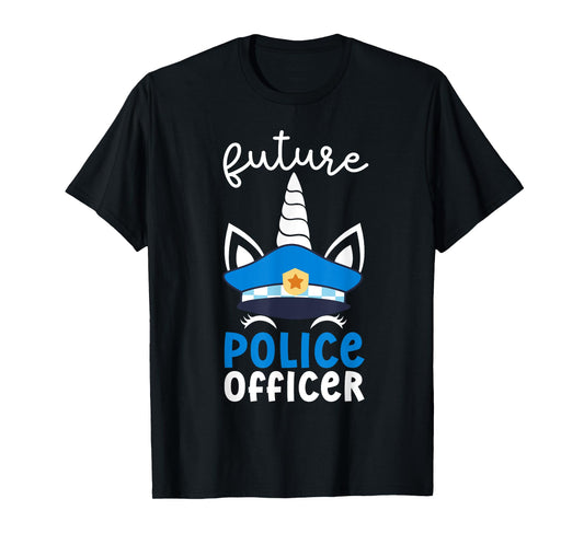 Future Police Officer Girl Unicorn Future Policeman Kids T-Shirt