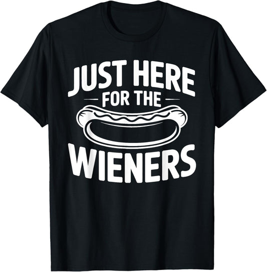 Vintage I'm Just Here For The Wieners 4th Of July Hot Dog T-Shirt