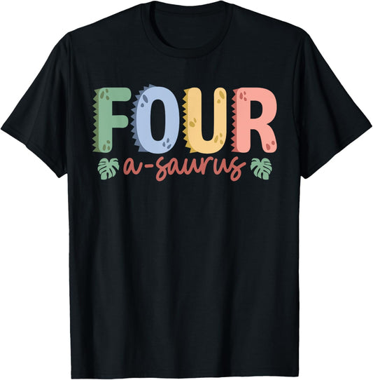 4 Years Old Four Saurus Dinosaur Family 4th Birthday T-Shirt