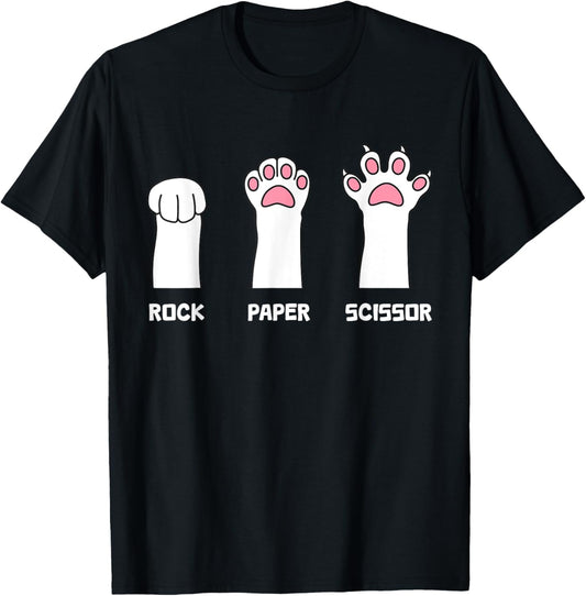 Rock Paper Scissors Cat Paws Game Cute Paw Funny Cat T-Shirt