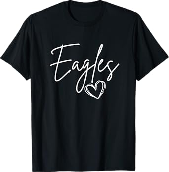 Heart Eagles Mascot School Sports Fan Team For Women Family T-Shirt