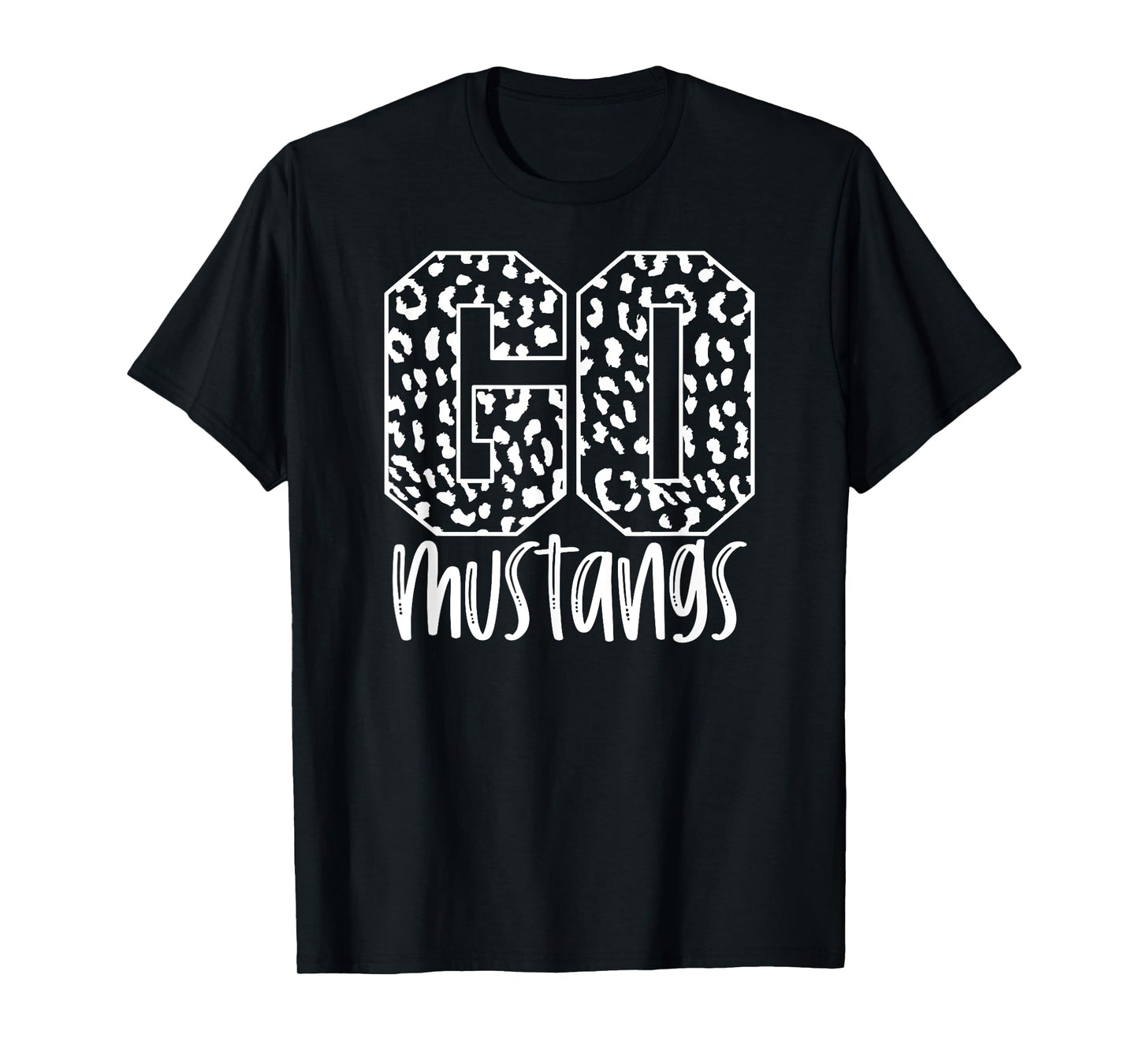Mustangs Team Mascot School Spirit Game Night Leopard Print T-Shirt