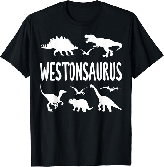 Dinosaur T Rex Dino Weston Westonsaurus Boys Name T-Shirt