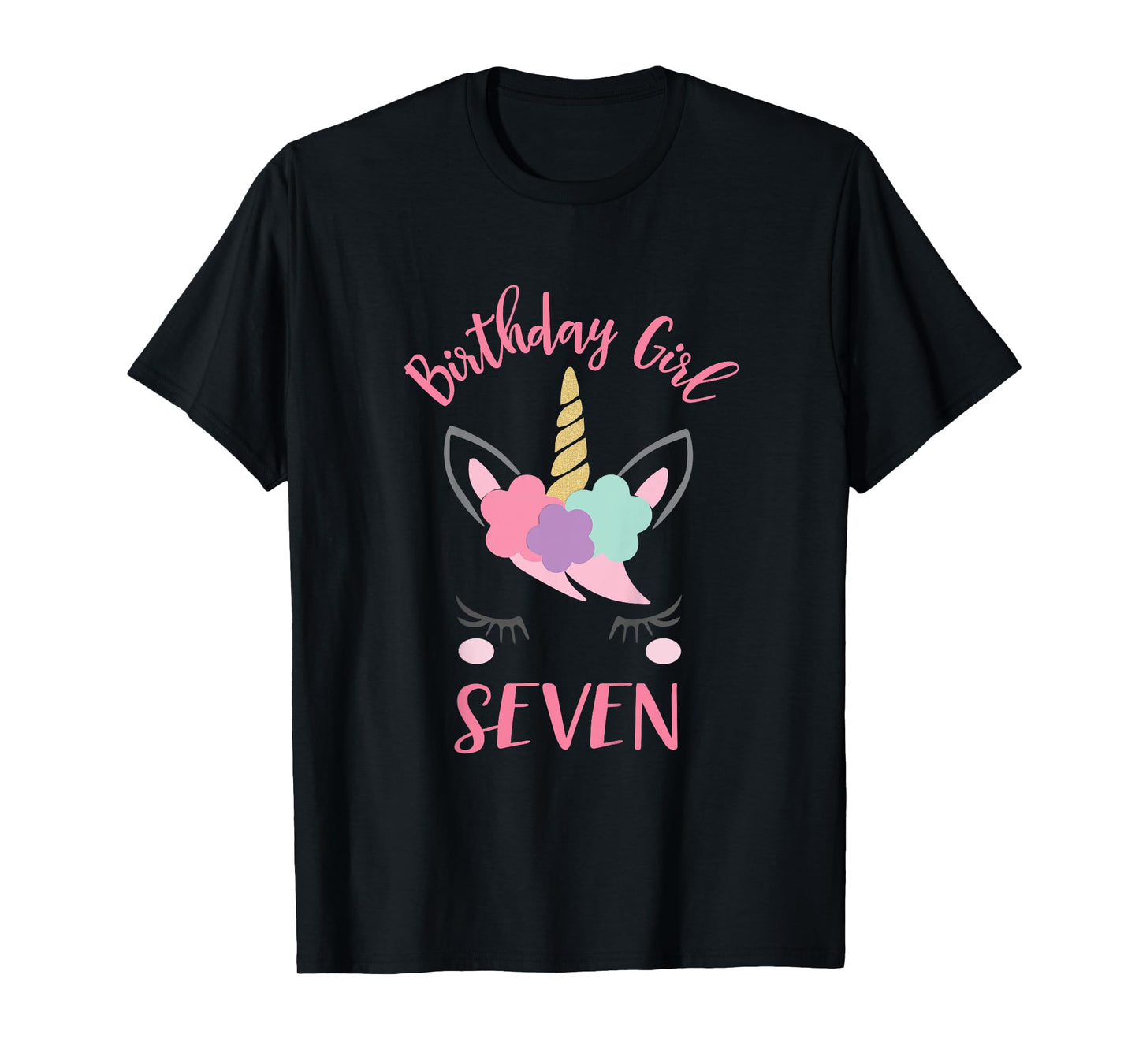 7th Birthday Shirt Girl Unicorn Seventh Birthday Outfit T-Shirt