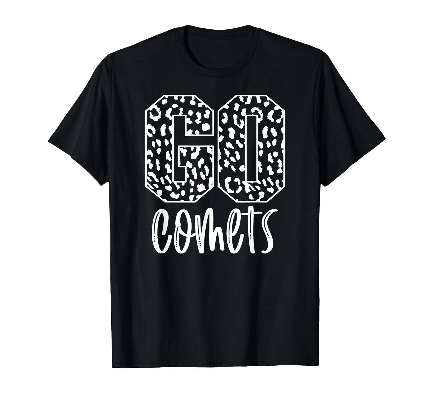 Comets Team Mascot School Spirit Game Night Leopard Print T-Shirt