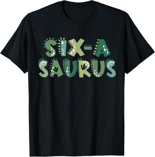 Six Saurus Rex 6th Birthday Gift Second Dinosaur 6 Year Old T-Shirt