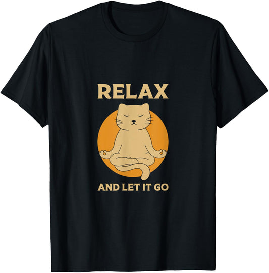 Funny cat Graphic Yoga Zen meditation t-shirt T-Shirt