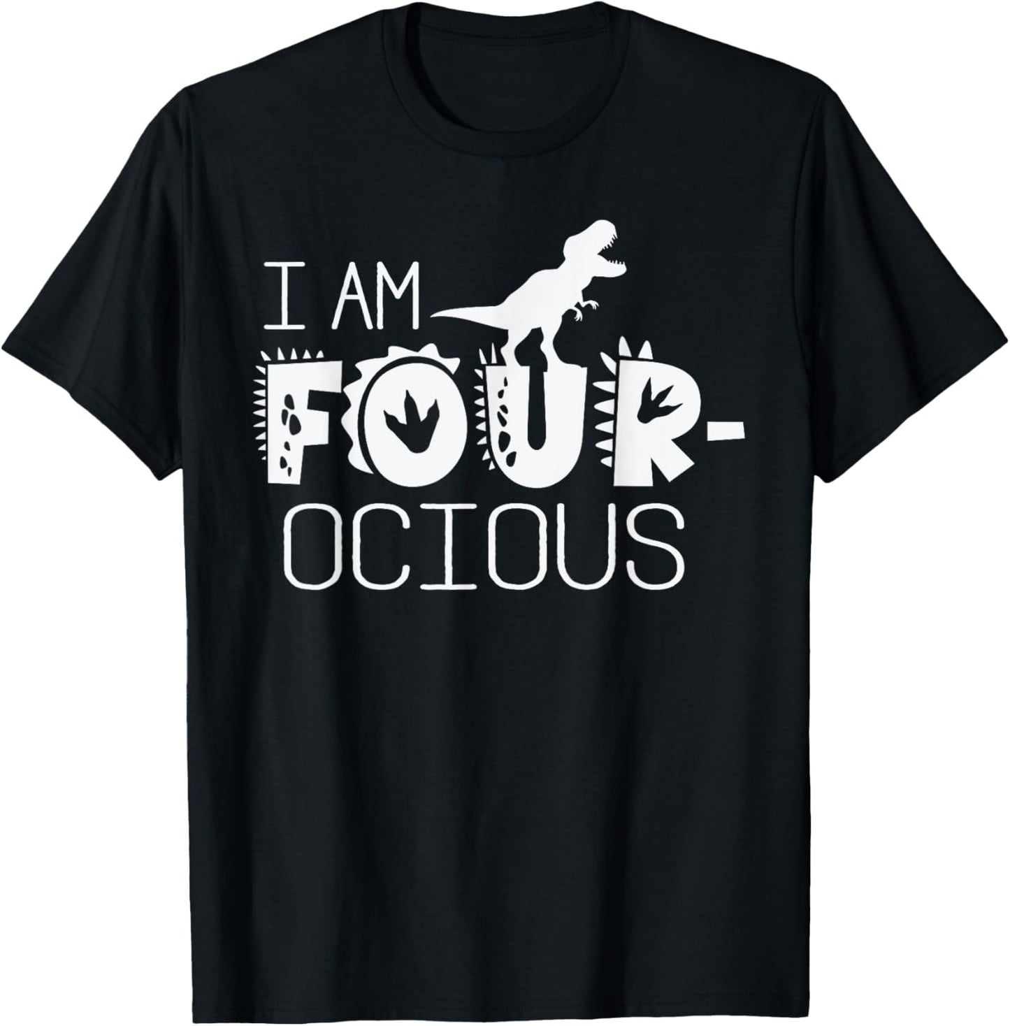 Four-ocious 4th Birthday 4 Year Old Boy Dinosaur T-Shirt