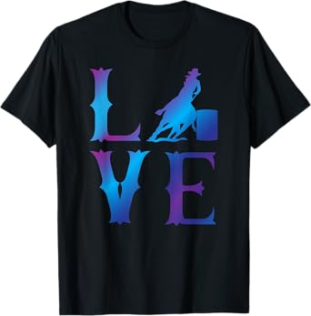 Rodeo Barrel Racing LOVE Distressed Blue T-Shirt